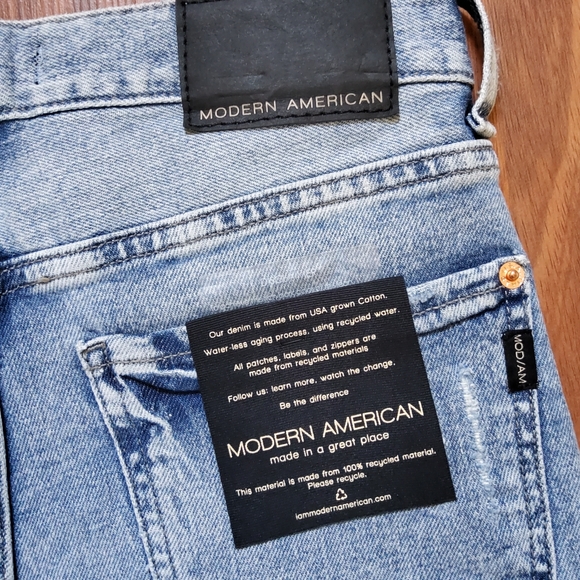 Modern American La Brea Short Long Berbuda Jean Shorts Size 26 New - Picture 5 of 6